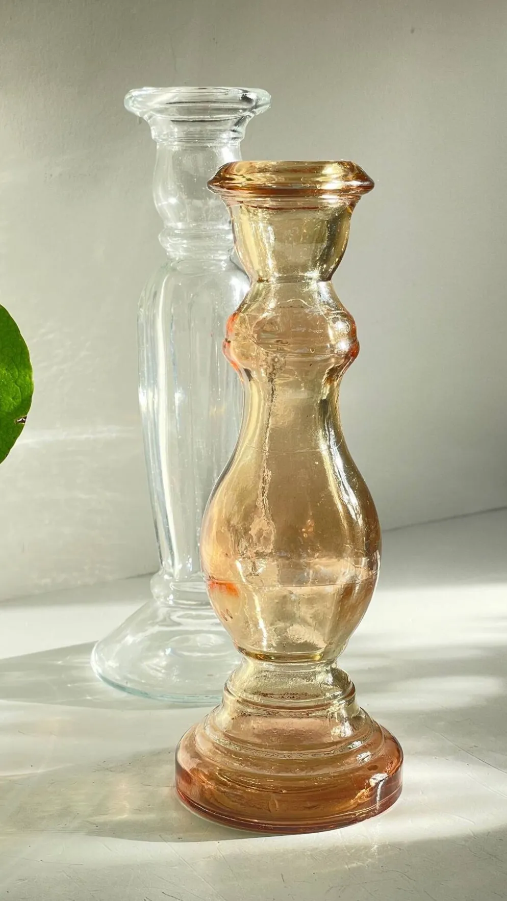 Paire de BOUGEOIRS Verre TRANSPARENT