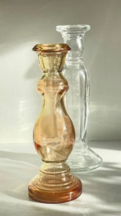 Paire de BOUGEOIRS Verre TRANSPARENT