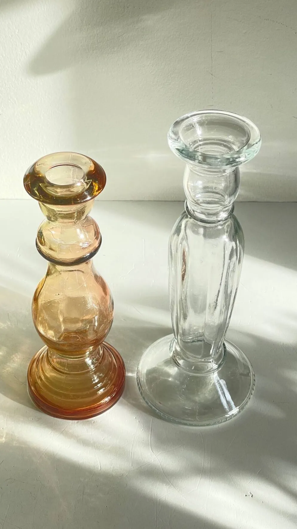 Paire de BOUGEOIRS Verre TRANSPARENT