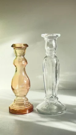 Paire de BOUGEOIRS Verre TRANSPARENT