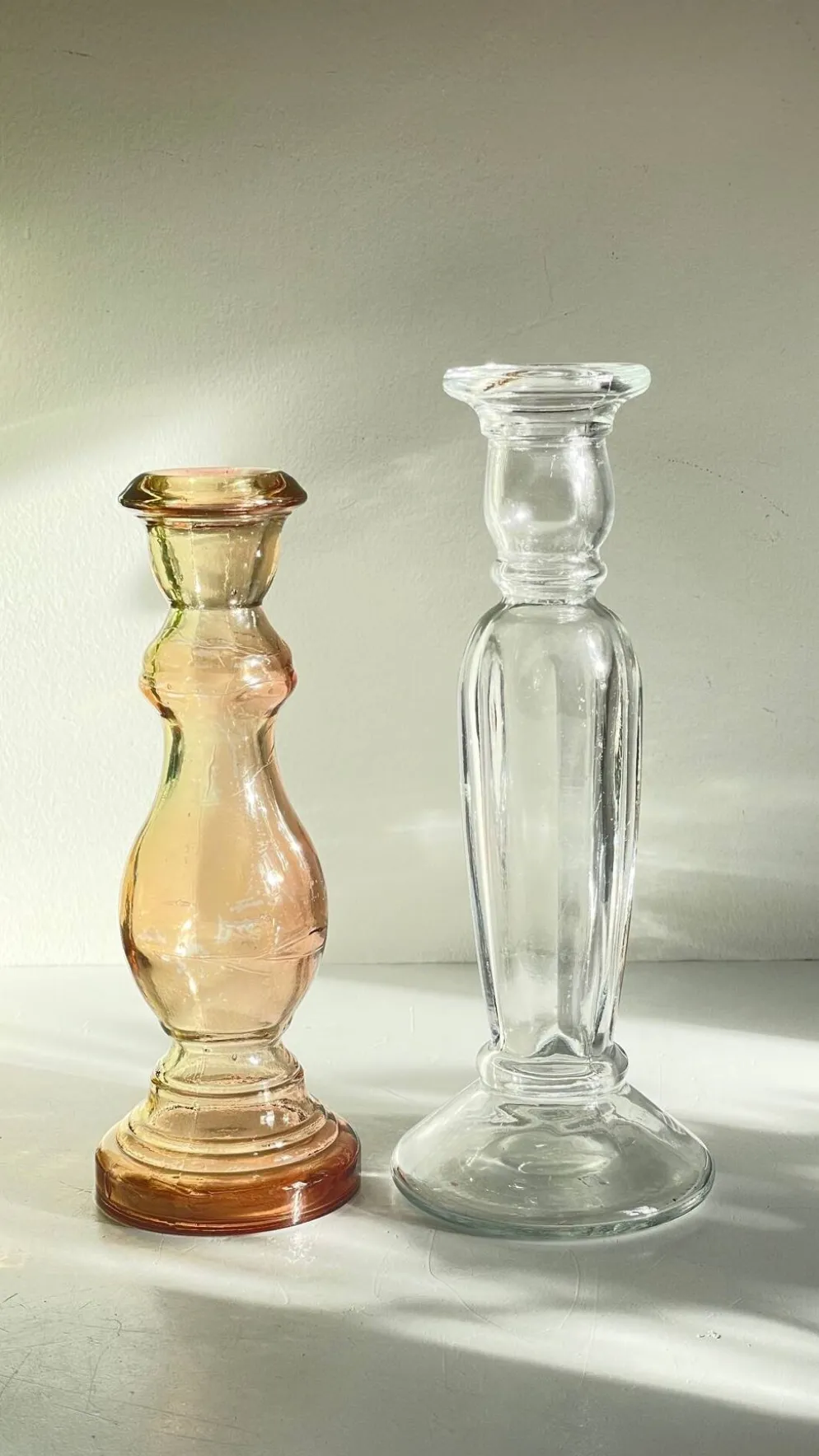 Paire de BOUGEOIRS Verre TRANSPARENT