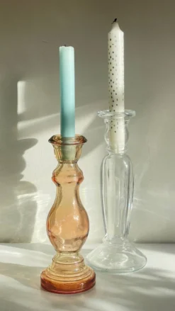 Paire de BOUGEOIRS Verre TRANSPARENT