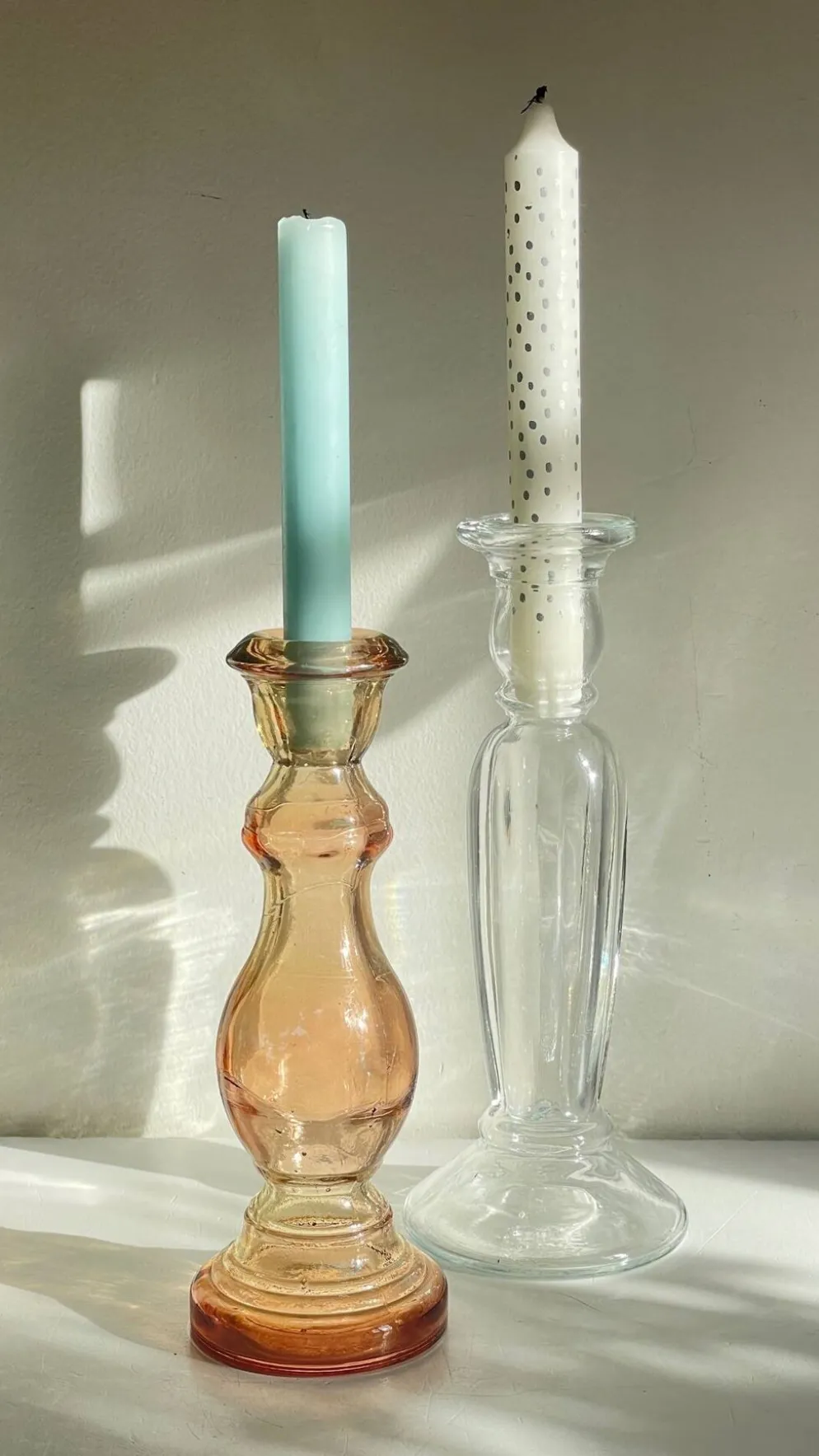 Paire de BOUGEOIRS Verre TRANSPARENT