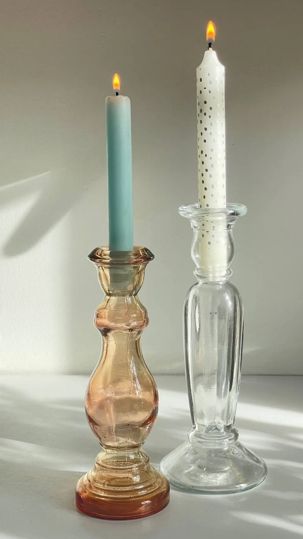 Paire de BOUGEOIRS Verre TRANSPARENT