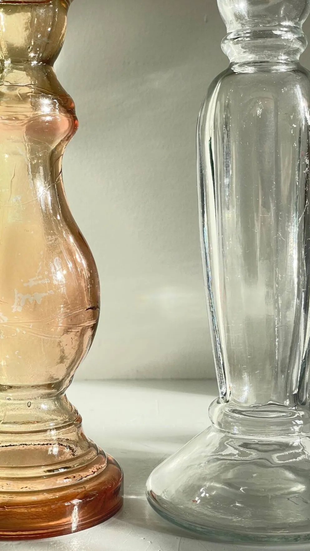 Paire de BOUGEOIRS Verre TRANSPARENT