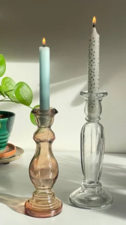 Paire de BOUGEOIRS Verre TRANSPARENT