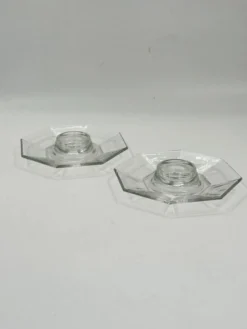 Paire de bougeoirs vintage Art déco octogonaux en verre