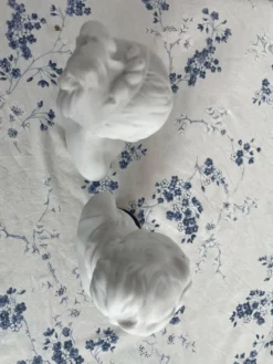 Paire de bustes en biscuit, Tharaud, Houdon, Louise et Alexandre Brongniart