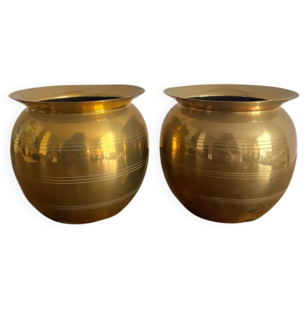 Paire de cache pots en laiton