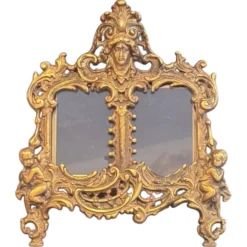 Paire de cadres en laiton doré rococo, cadres décoratifs antiques pour mur et table