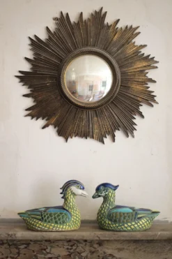 Paire de canard en céramique émaillée vintage, poterie