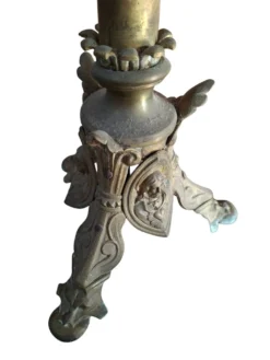 Paire de candélabres d'autel anciens en BRONZE style néogothique H 60 cm