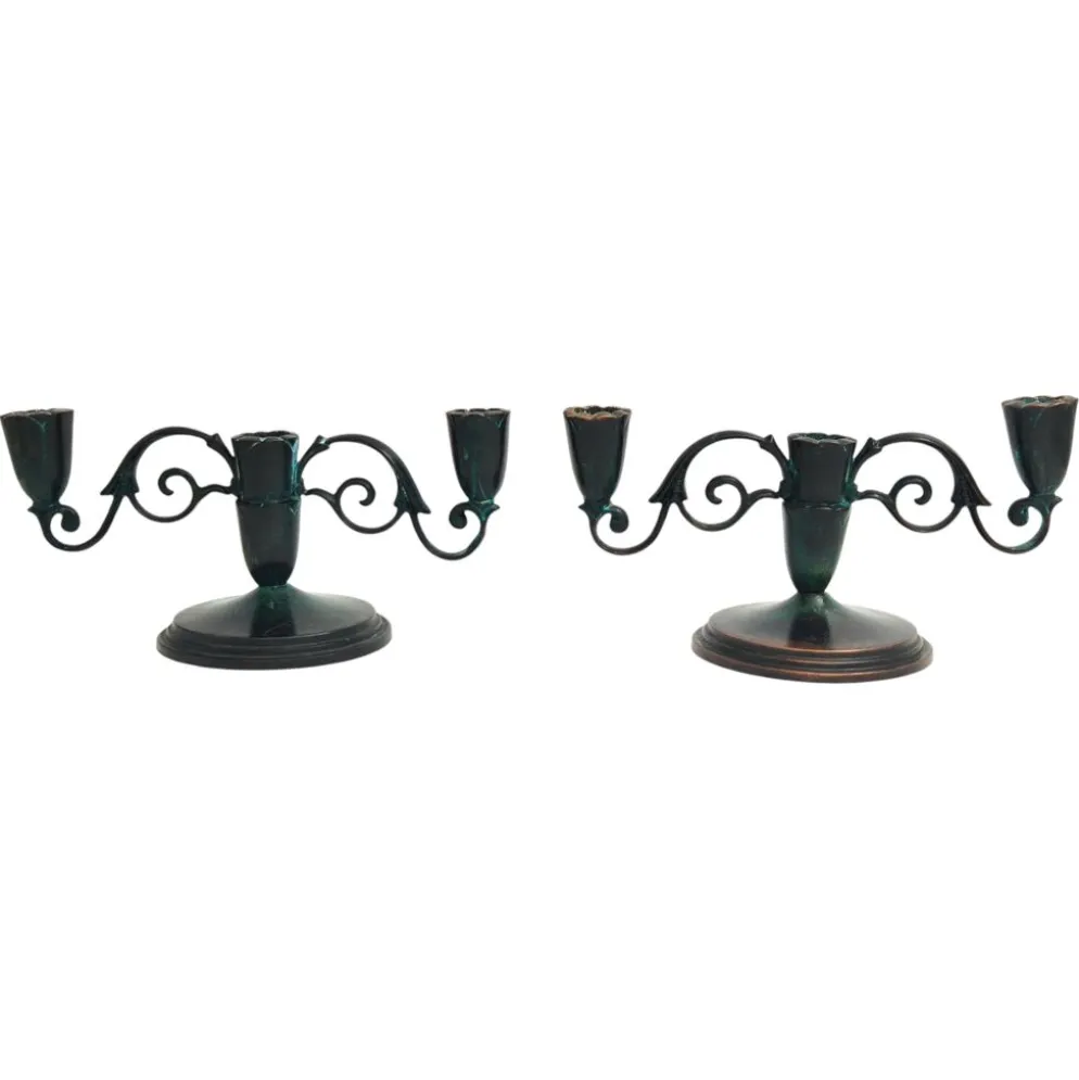 Paire de candélabres décoratifs en bronze, Danish Grace 1920/30s