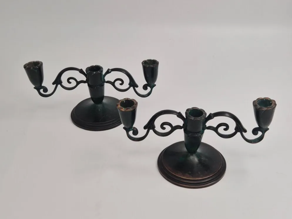 Paire de candélabres décoratifs en bronze, Danish Grace 1920/30s