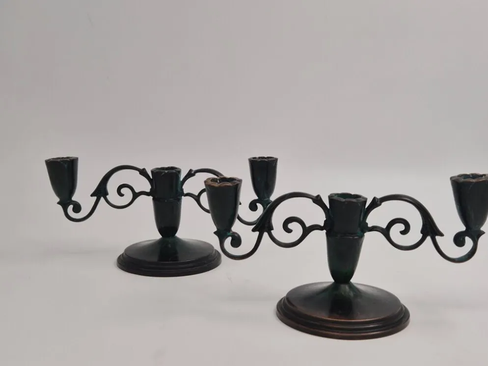 Paire de candélabres décoratifs en bronze, Danish Grace 1920/30s