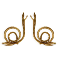 Paire de candélabres en bronze de style mid-century italien