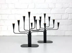 Paire de candélabres Gunnar Ander pour Ystad Metall, Suède, années 50