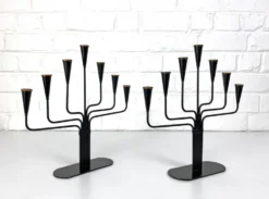 Paire de candélabres Gunnar Ander pour Ystad Metall, Suède, années 50