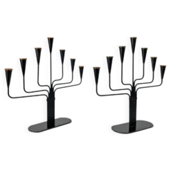 Paire de candélabres Gunnar Ander pour Ystad Metall, Suède, années 50