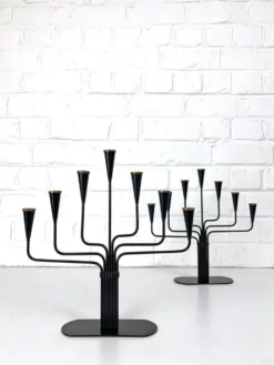Paire de candélabres Gunnar Ander pour Ystad Metall, Suède, années 50