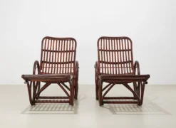 Paire de chaises longues en bambou et rotin, Allemagne, années 1950