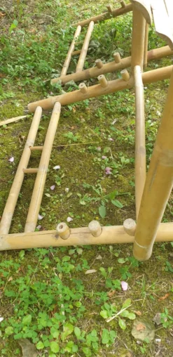 Paire de chaises longues en bambou, transats