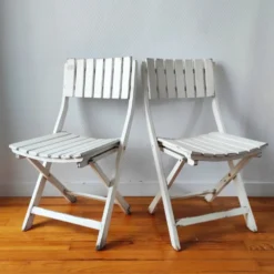 Paire de chaises vintage 1960/70 pliantes en bois