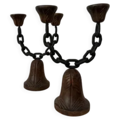 Paire de chandeliers brutalistes