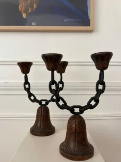 Paire de chandeliers brutalistes