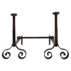 Paire de chenets anciens en fer forgé - XIXe siècle