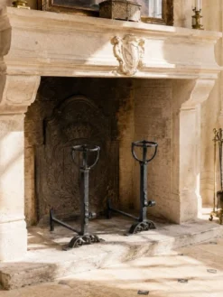 Paire de chenets de château en fonte