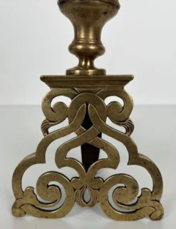 Paire de Chenets en Bronze Ciselé et Fer Forgé de Style Louis XV