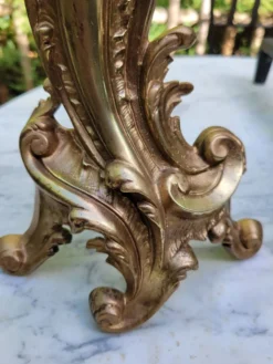 Paire de chenets en bronze doré Louis XV