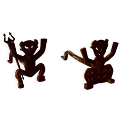 Paire de chenets en fonte- Diable & Diablesse – Début du 20ème siècle