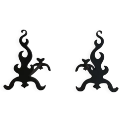 Paire de chenets en fonte et fer forgé