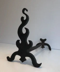 Paire de chenets en fonte et fer forgé