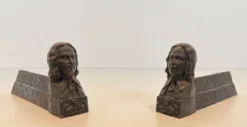 Paire de Chenets en Fonte à l’Effigie de Beethoven. France. Vers 1900.