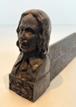 Paire de Chenets en Fonte à l’Effigie de Beethoven. France. Vers 1900.