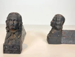 Paire de Chenets en Fonte à l’Effigie de Beethoven. France. Vers 1900.