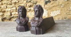 Paire de chenets en fonte XIXème