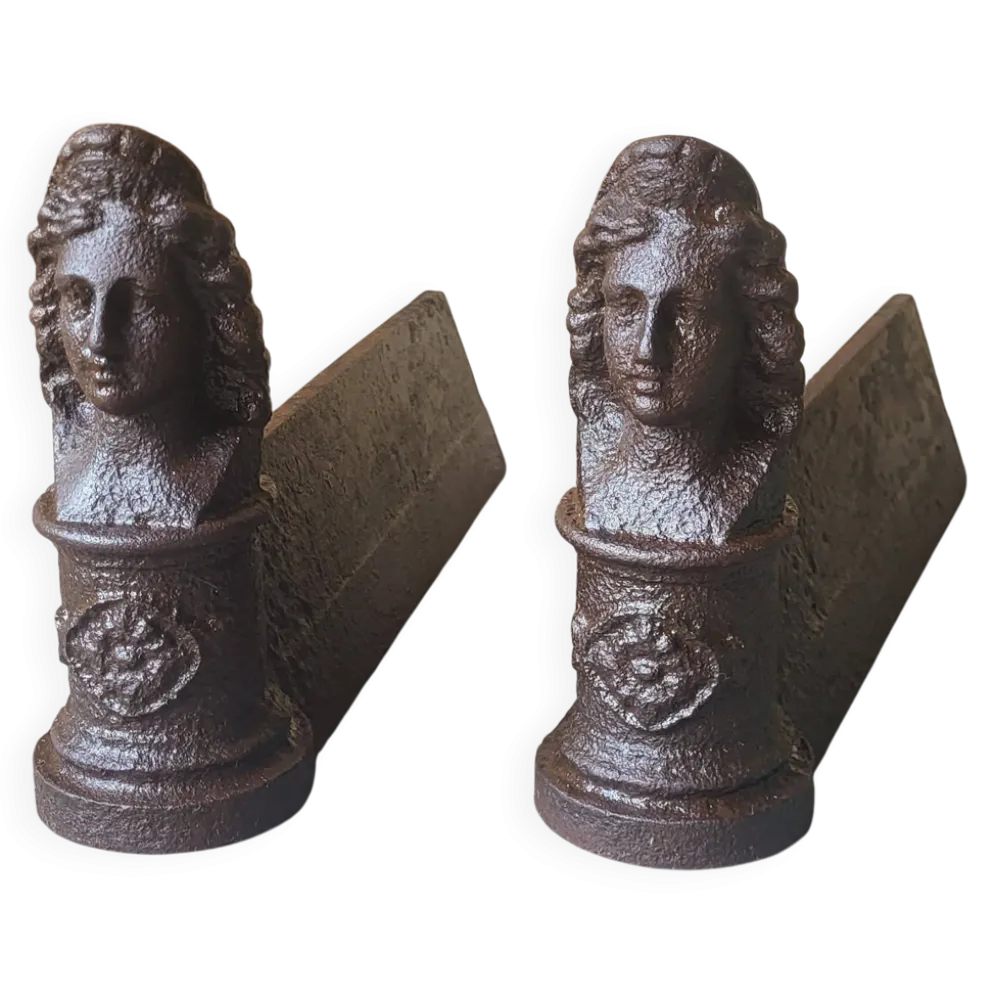 Paire de chenets en fonte XIXème
