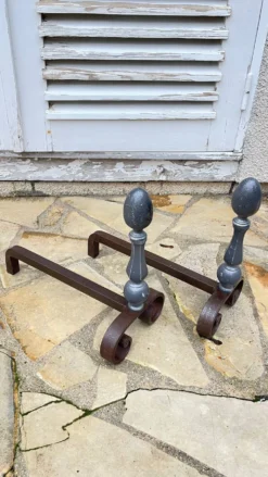 Paire de CHENETS Géométriques VINTAGE