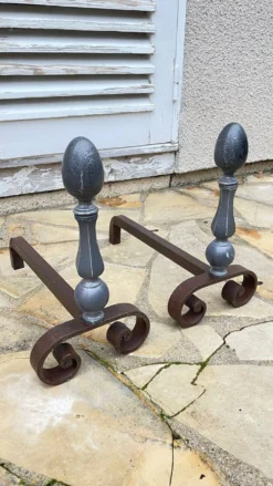 Paire de CHENETS Géométriques VINTAGE