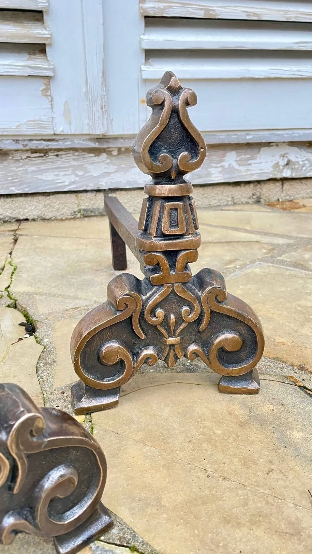 Paire de CHENETS Laiton Massif VINTAGE