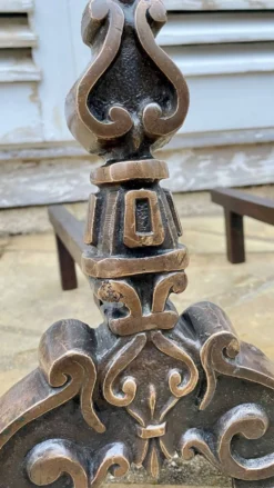 Paire de CHENETS Laiton Massif VINTAGE
