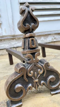 Paire de CHENETS Laiton Massif VINTAGE