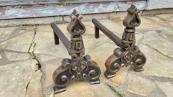 Paire de CHENETS Laiton Massif VINTAGE