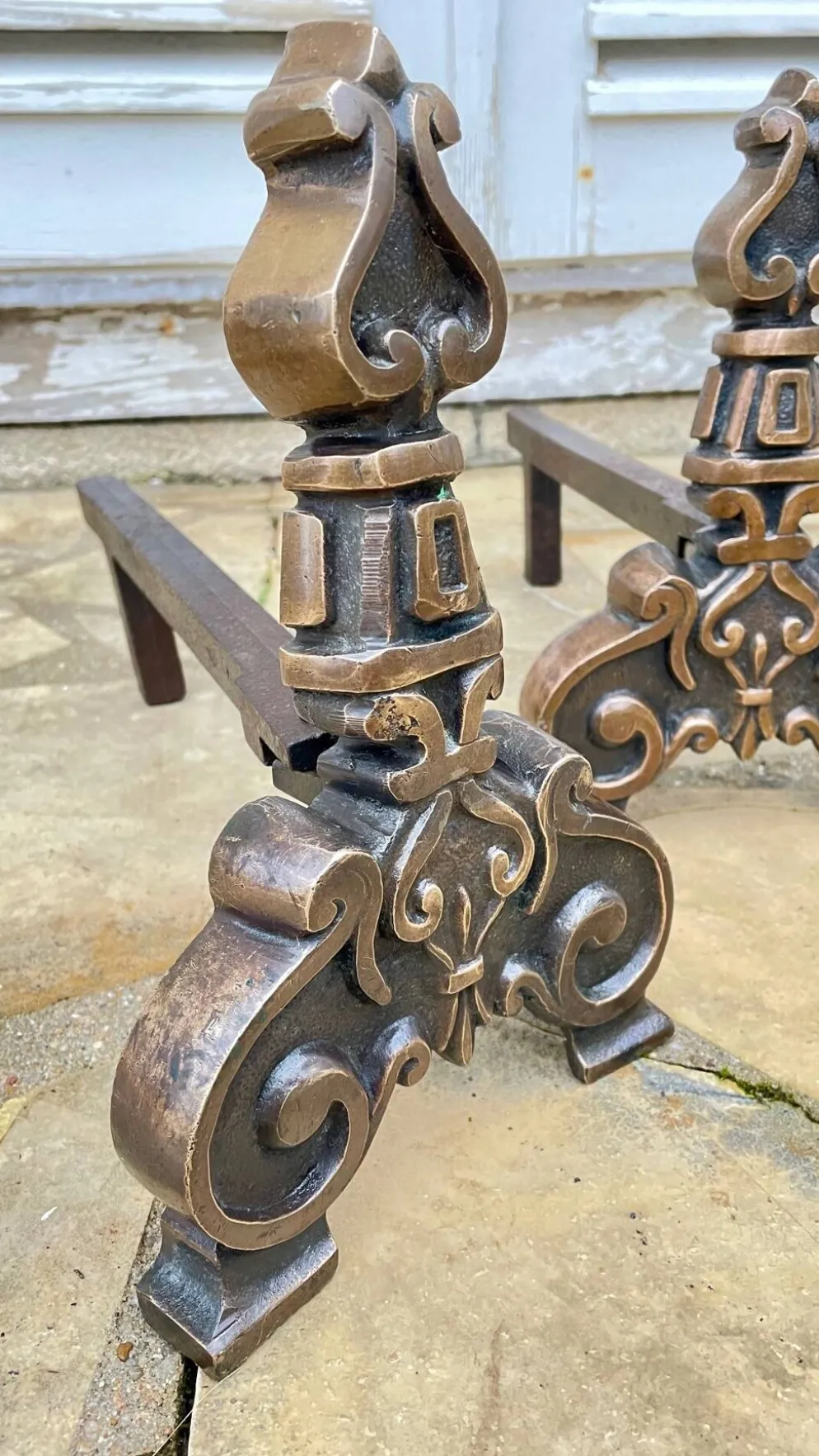 Paire de CHENETS Laiton Massif VINTAGE
