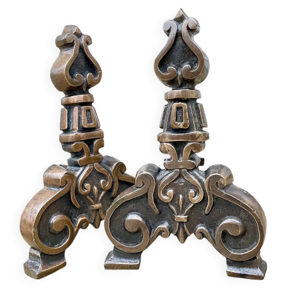 Paire de CHENETS Laiton Massif VINTAGE