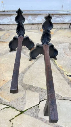 Paire de CHENETS Laiton Massif VINTAGE